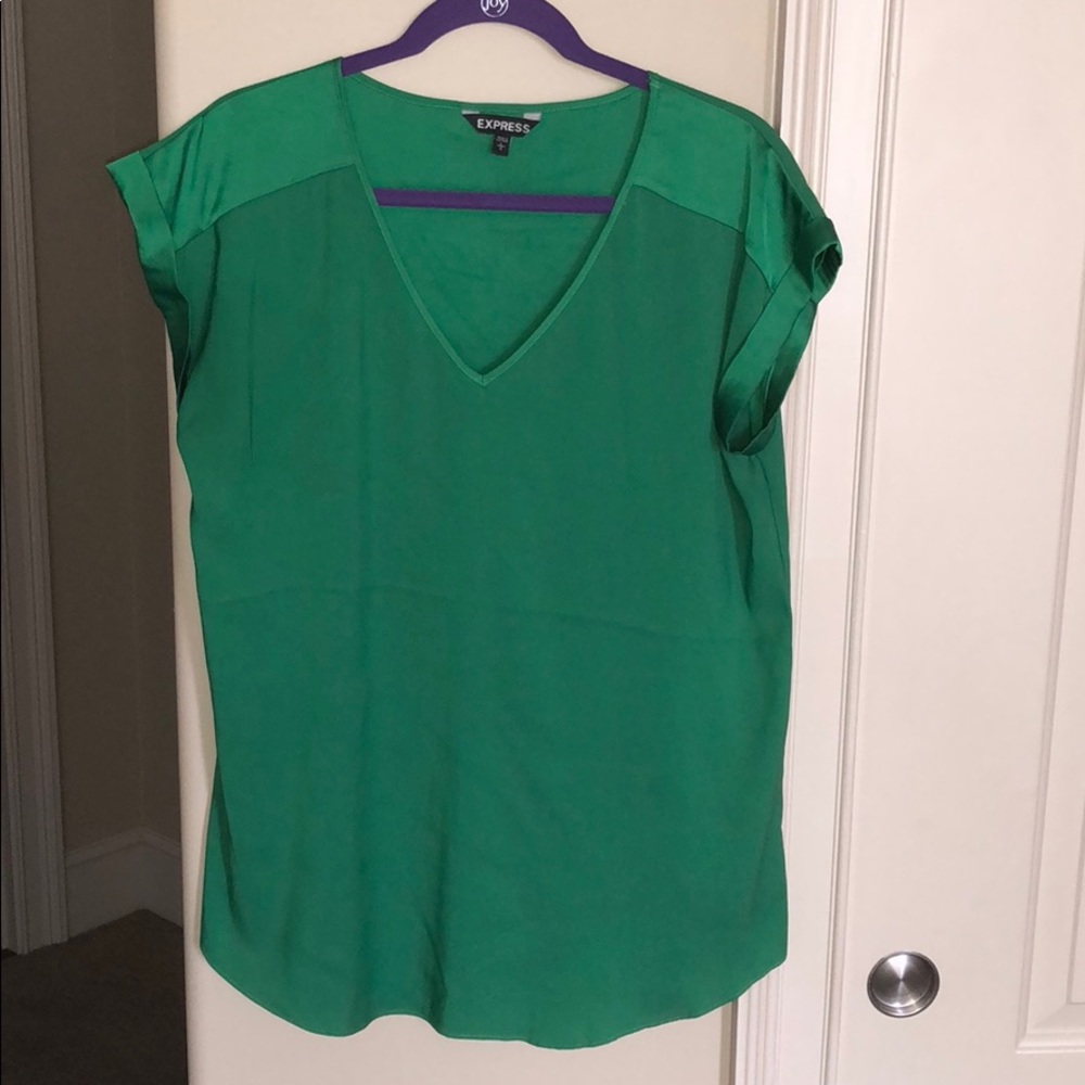 Express kelly green silk shirt